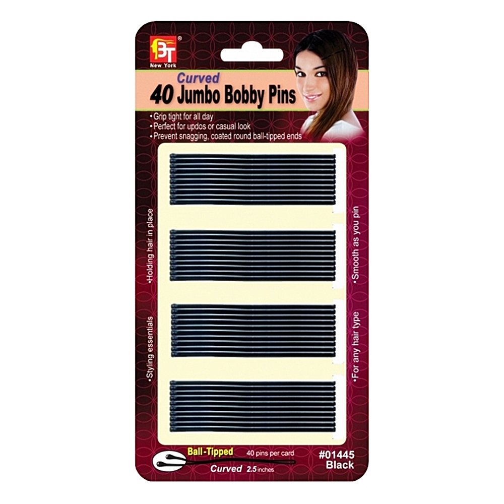 CURVED 40 JUMBO BOBBY PINS (BLACK) Park East NY