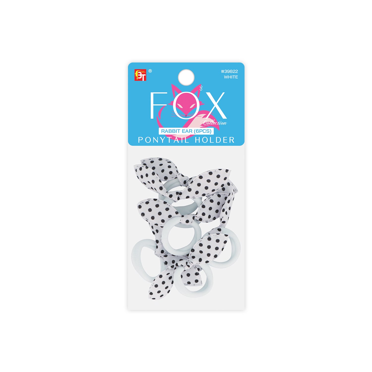 RABBIT EAR PONYTAIL HOLDER 6BANDS