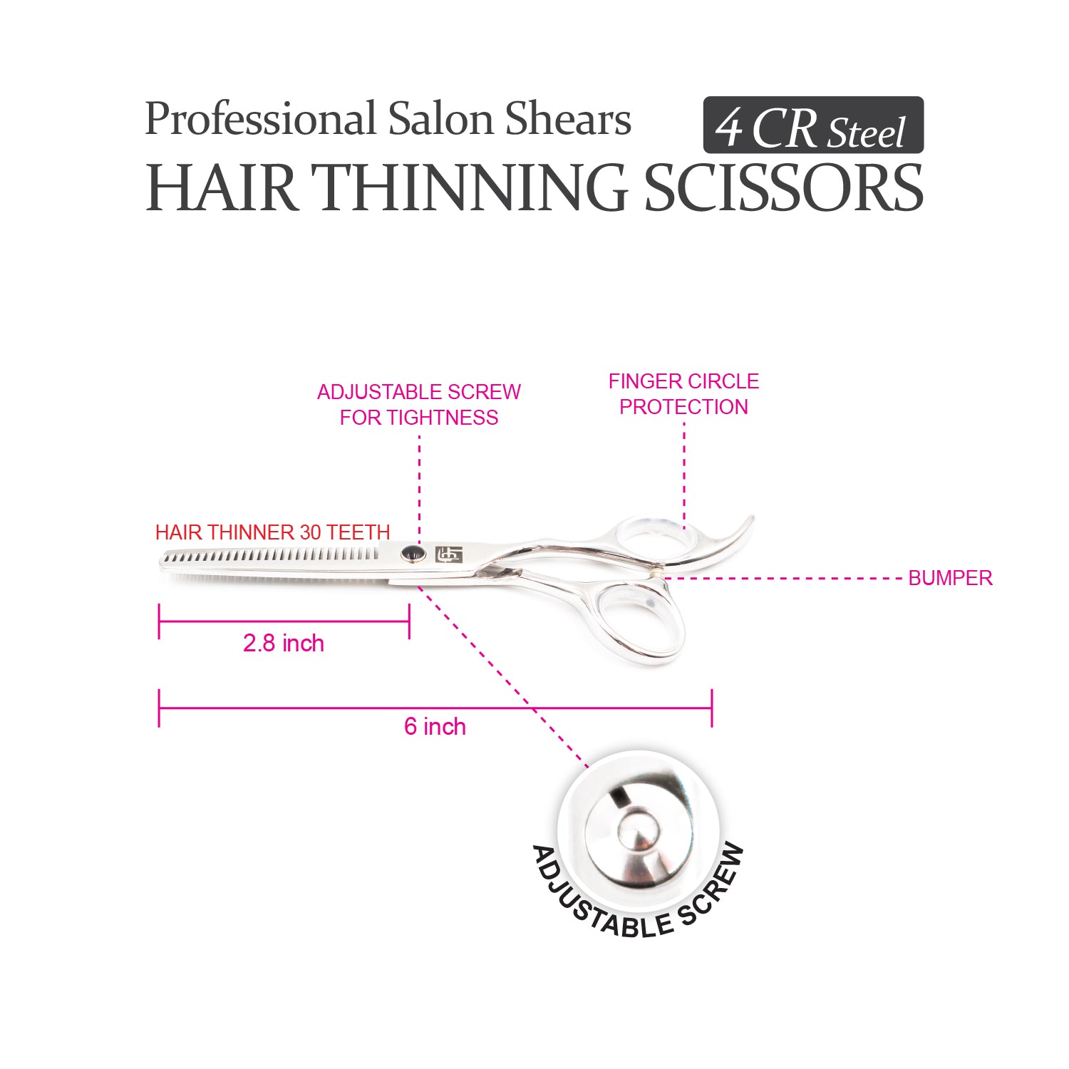 Professional 6" Salon Hair Thinning Scissors (4CR Steel)