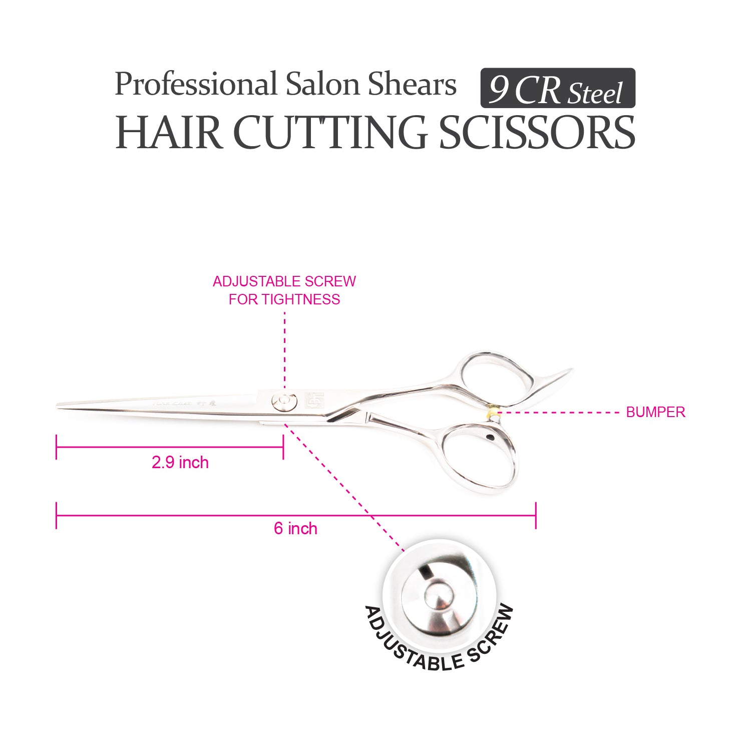 Professional 6" Salon Hair Cutting Scissors (9CR Steel)