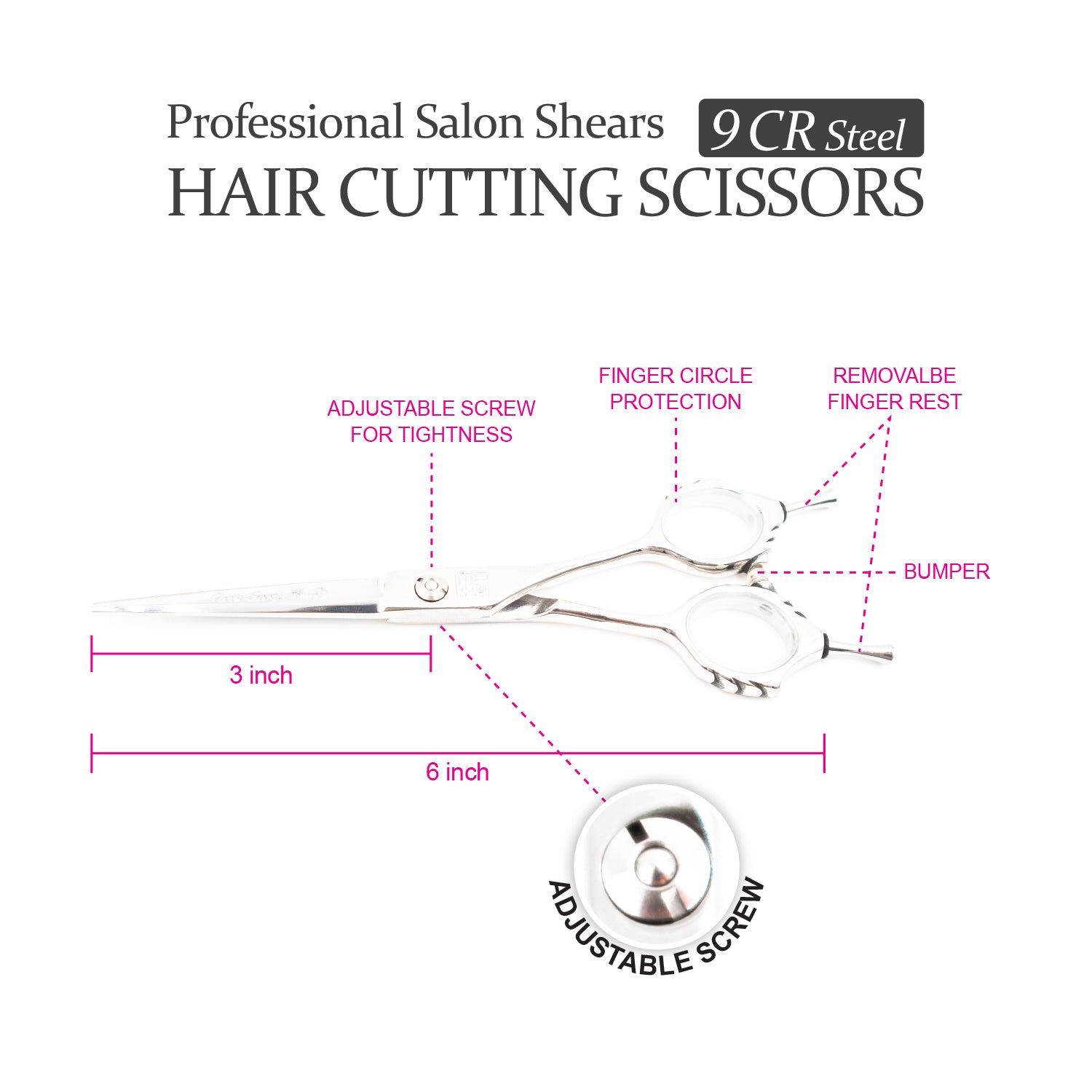 Professional 6" Salon Hair Cutting Scissors (9CR Steel)