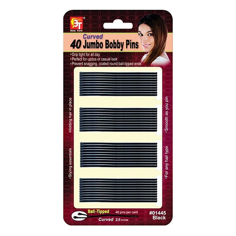 CURVED 40 JUMBO BOBBY PINS (BLACK)