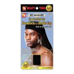 SPANDEX MESH OPEN BACK DREADLOCKS AND BRAIDS CAP (BLACK)