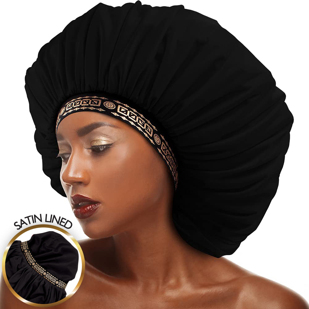 X-TRA LARGE WIDE KNIT BONNET CAP (SATIN LINED)