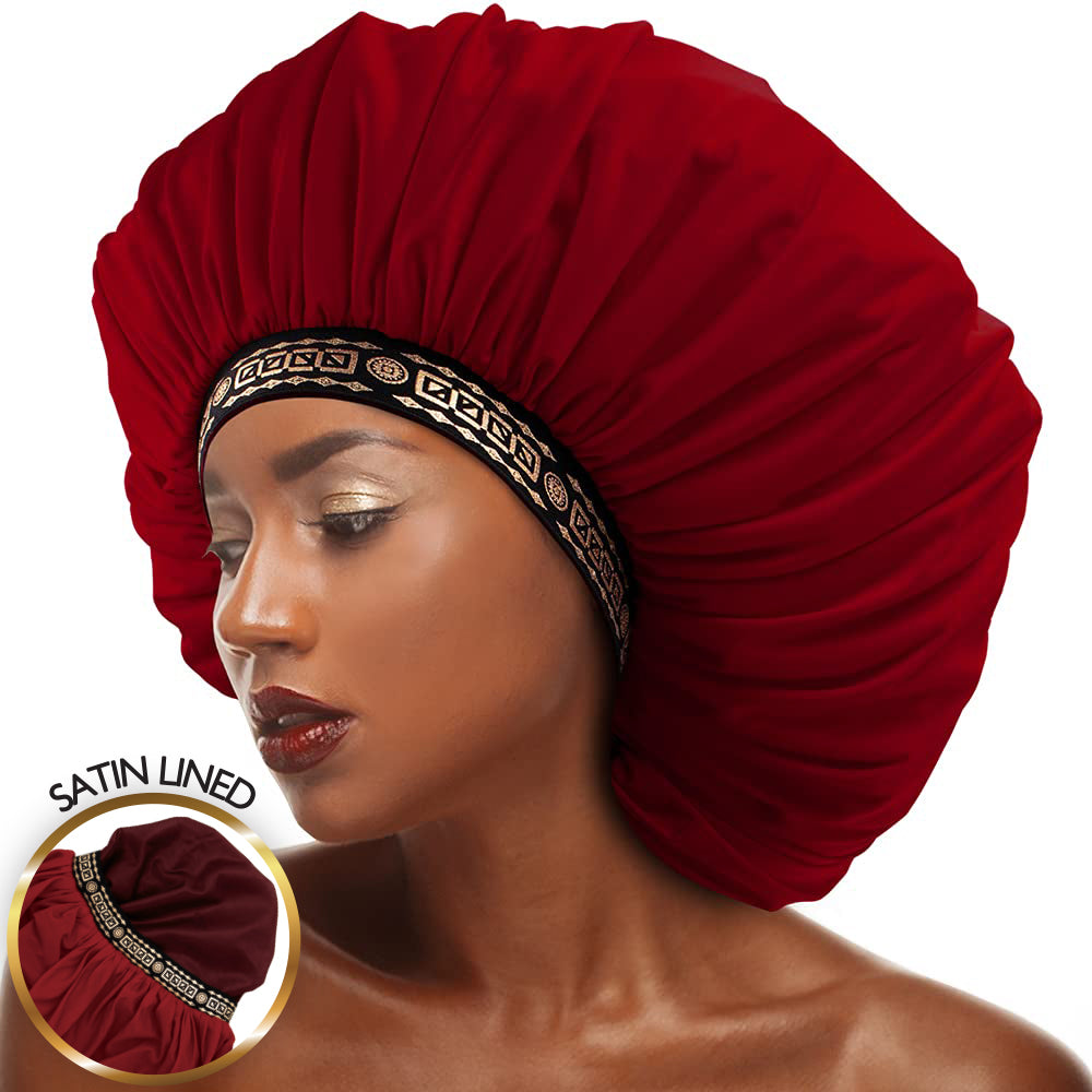 X-TRA LARGE WIDE KNIT BONNET CAP (SATIN LINED)