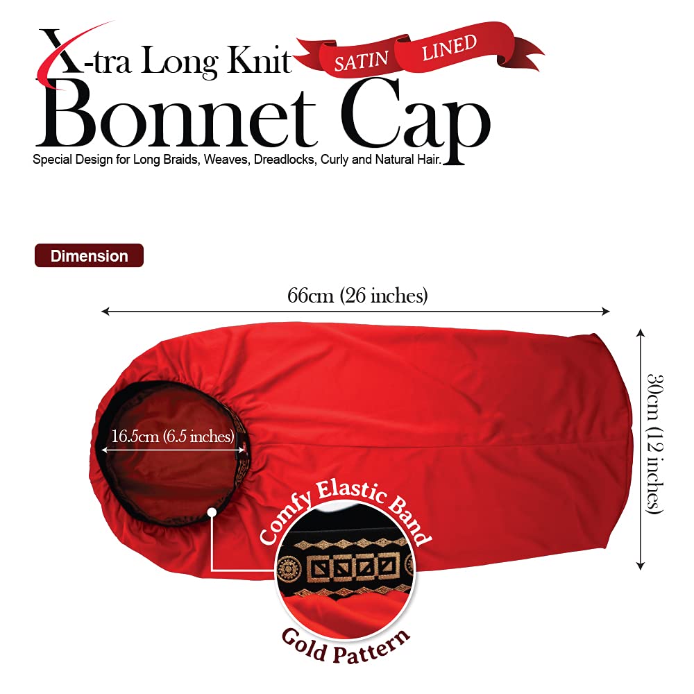 X-TRA LONG KNIT BONNET CAP (SATIN LINED)