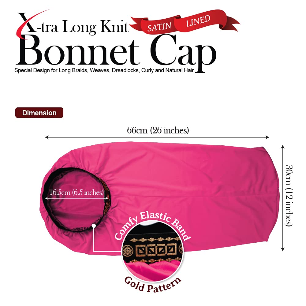 X-TRA LONG KNIT BONNET CAP (SATIN LINED)