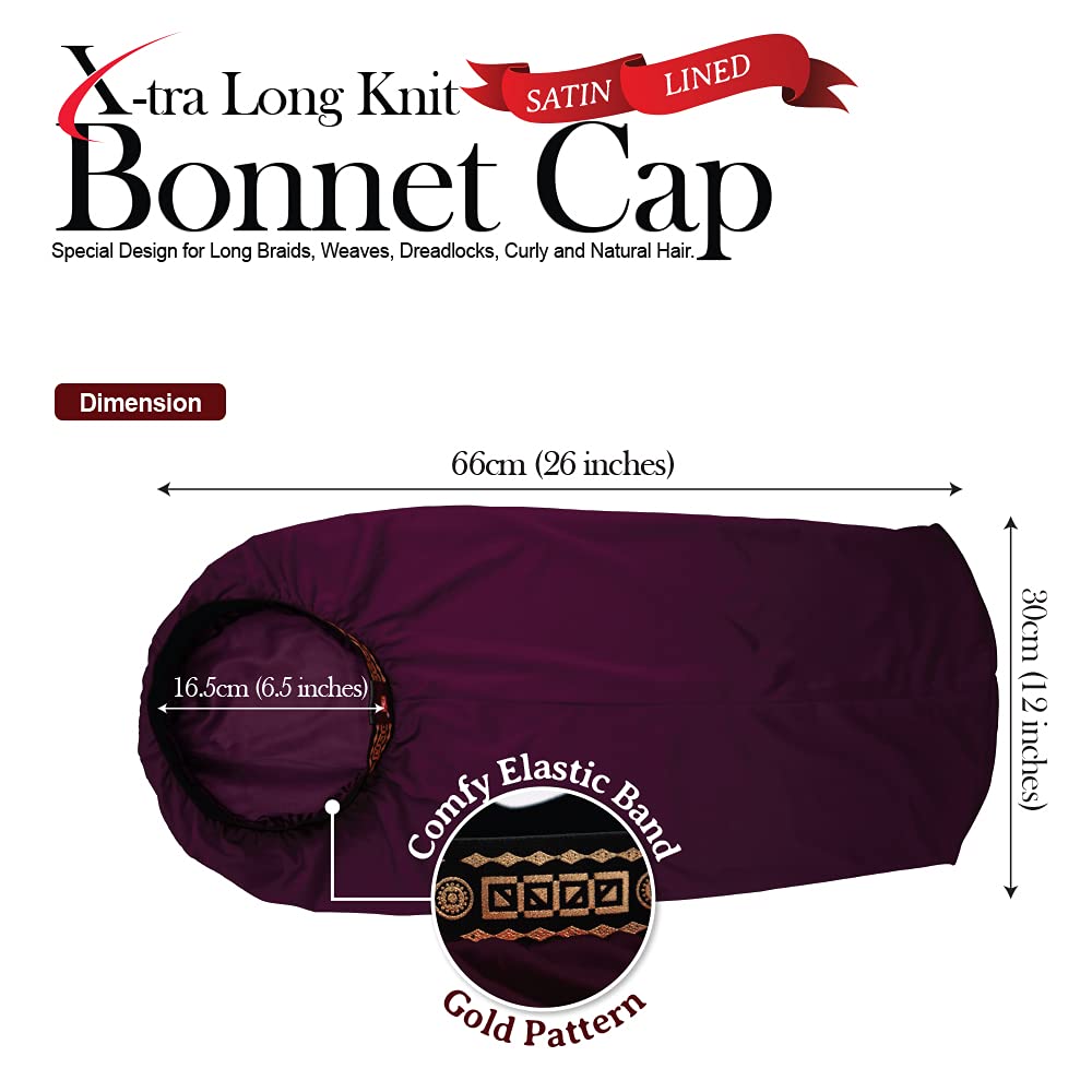 X-TRA LONG KNIT BONNET CAP (SATIN LINED)