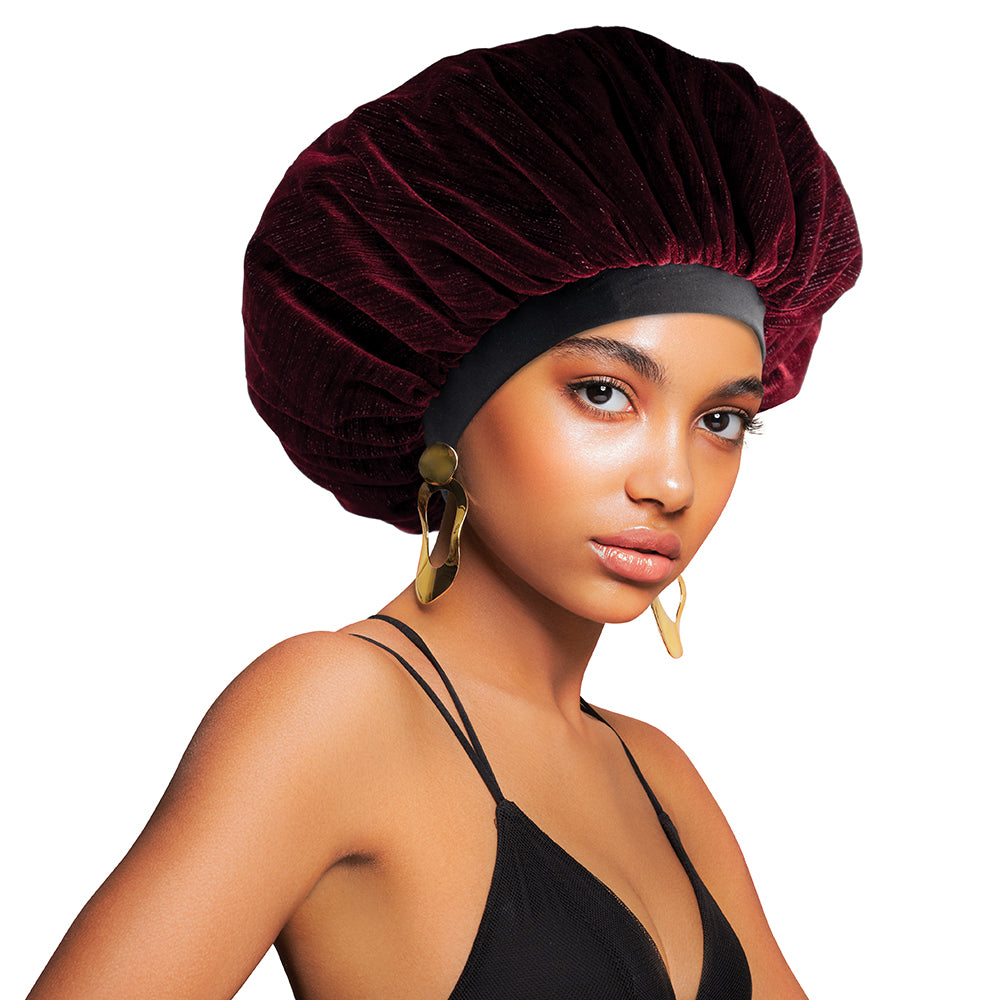 GLITTER LINE VELVET BONNET CAP