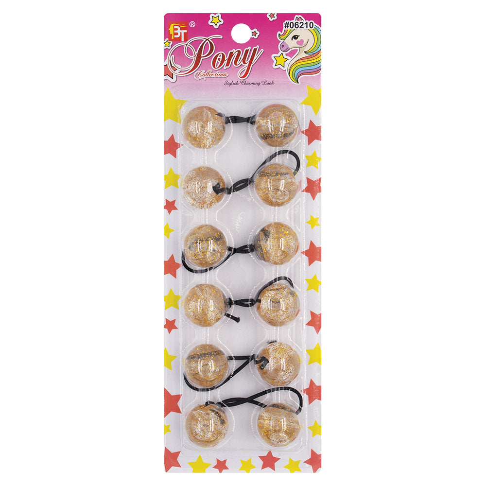 6PCS GLITTER PONYTAIL HOLDER 25MM