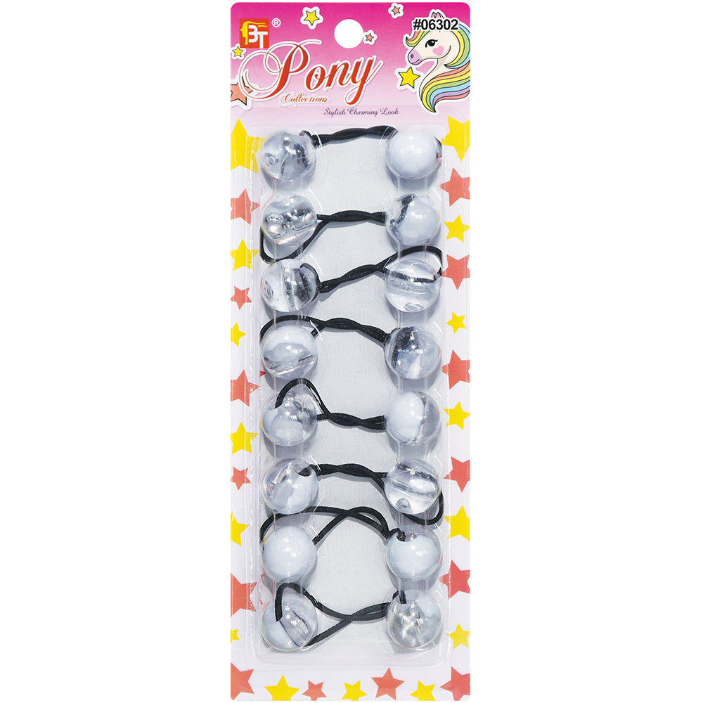 8PCS CLEAR TWO TONE PONYTAIL HOLDER 20MM
