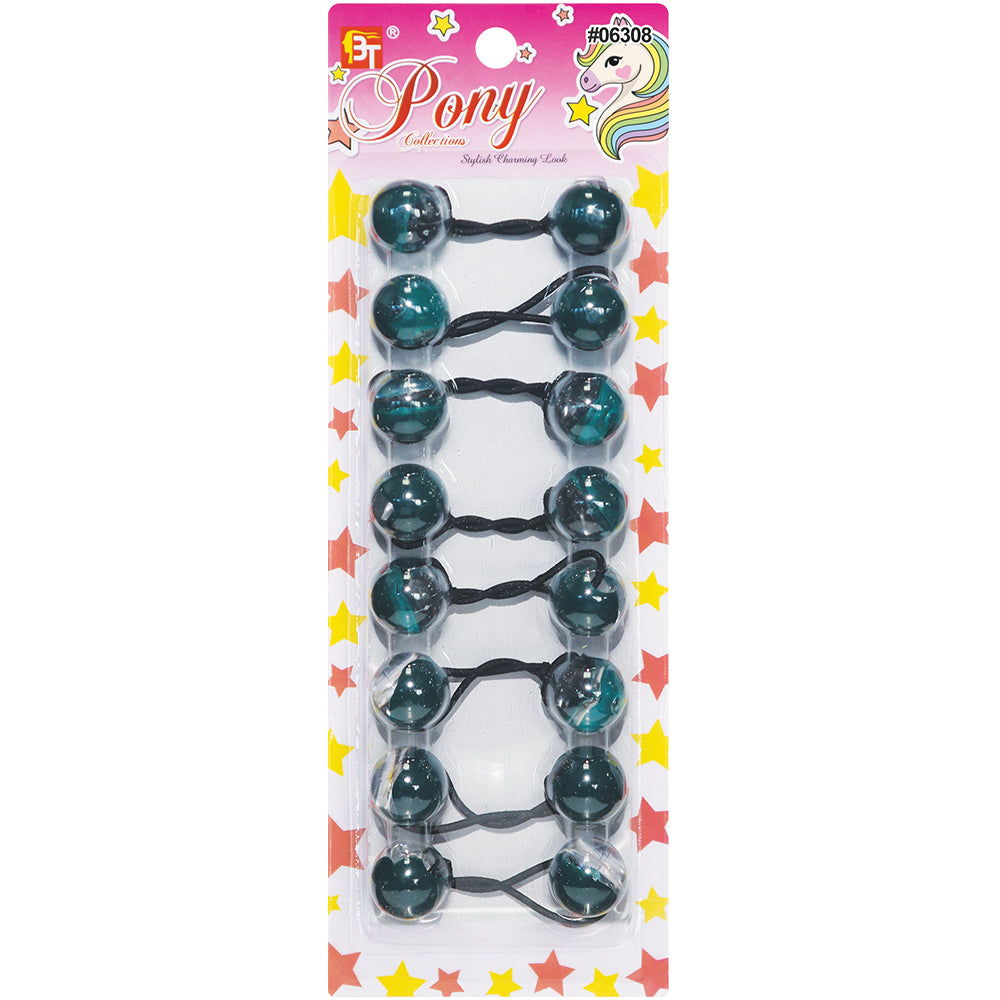 8PCS CLEAR TWO TONE PONYTAIL HOLDER 20MM