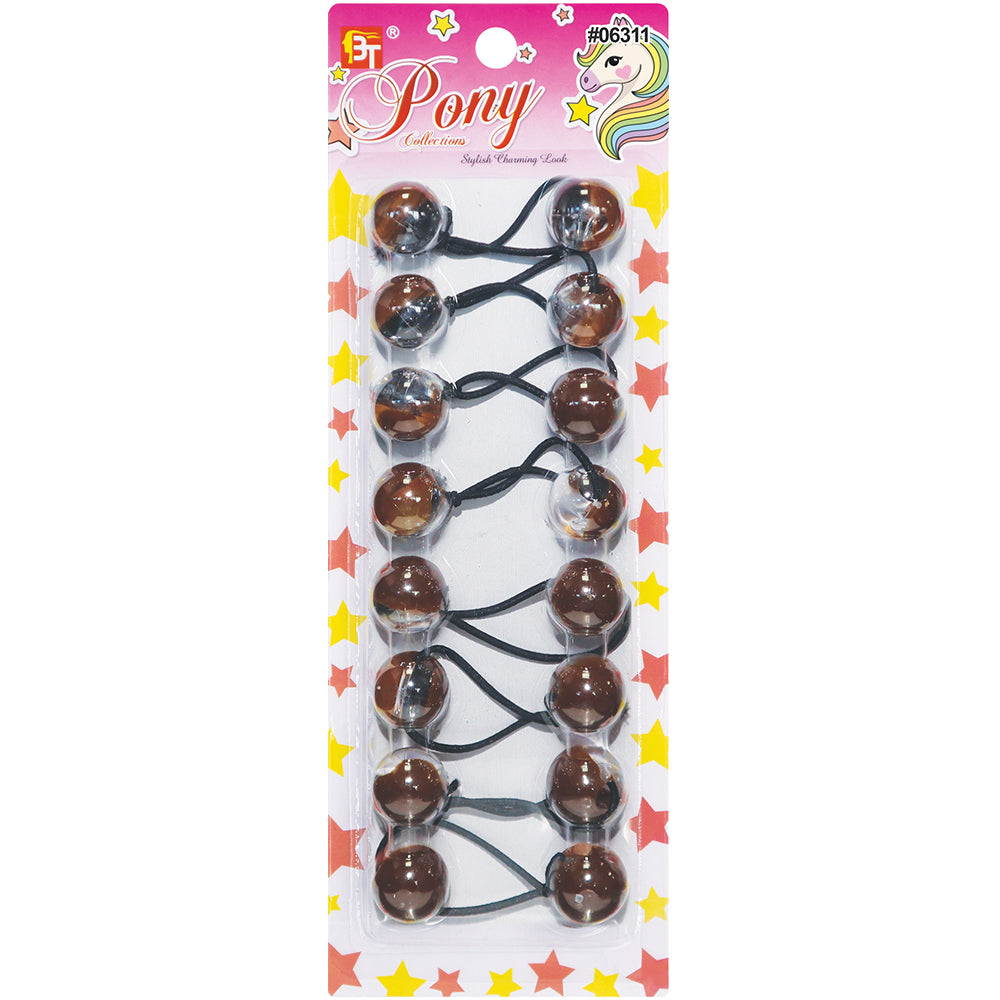 8PCS CLEAR TWO TONE PONYTAIL HOLDER 20MM