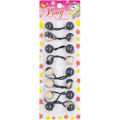 8PCS BLACK TWO TONE PONYTAIL HOLDER 20MM
