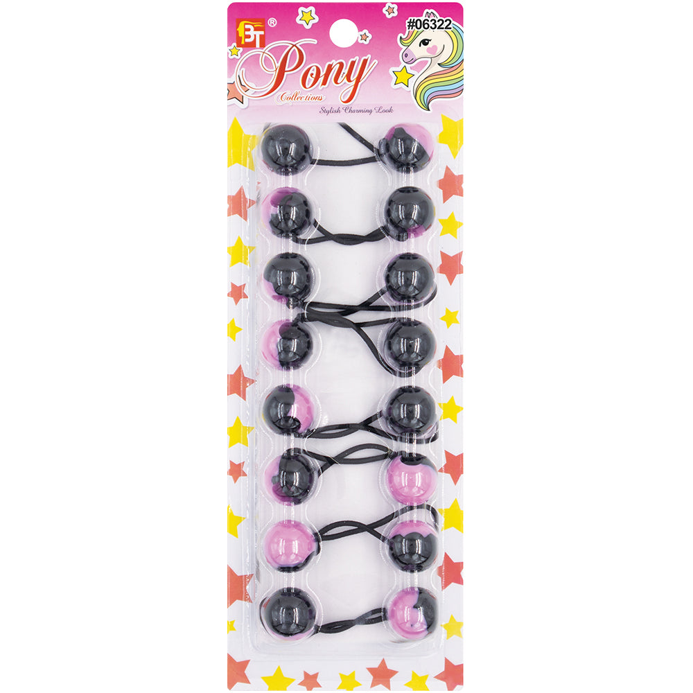 8PCS BLACK TWO TONE PONYTAIL HOLDER 20MM