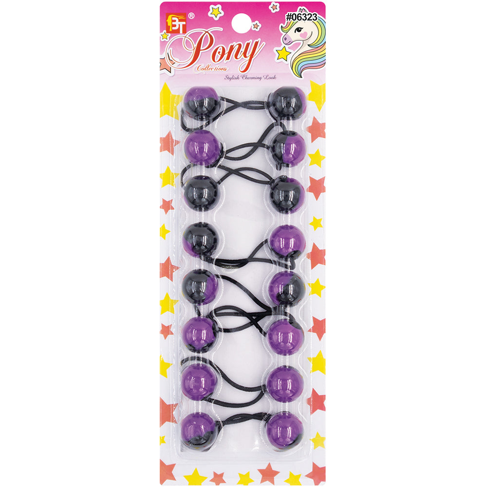 8PCS BLACK TWO TONE PONYTAIL HOLDER 20MM