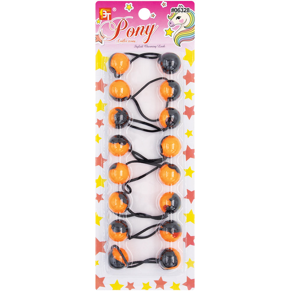 8PCS BLACK TWO TONE PONYTAIL HOLDER 20MM