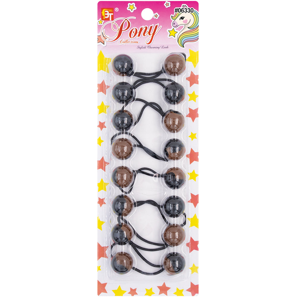 8PCS BLACK TWO TONE PONYTAIL HOLDER 20MM