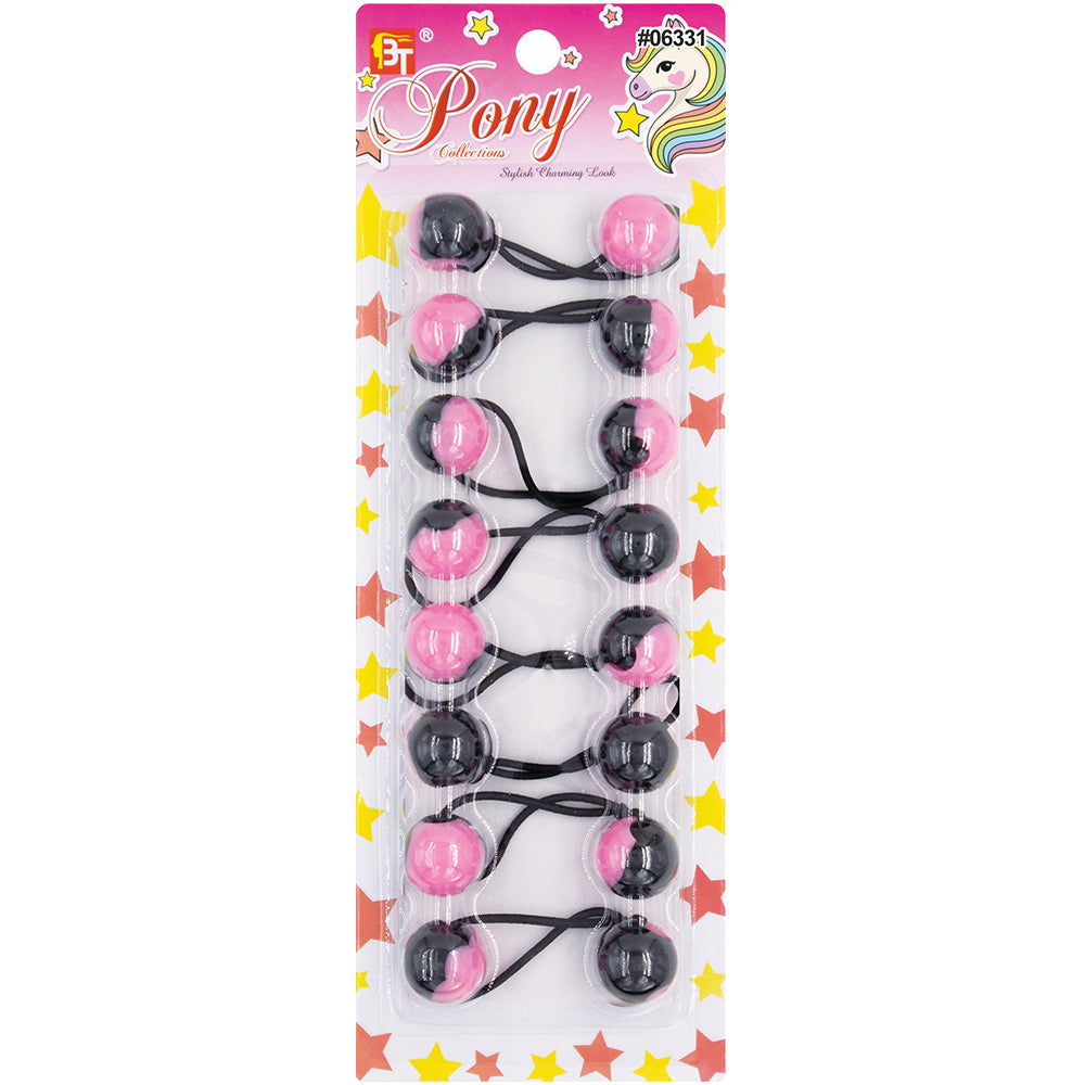 8PCS BLACK TWO TONE PONYTAIL HOLDER 20MM