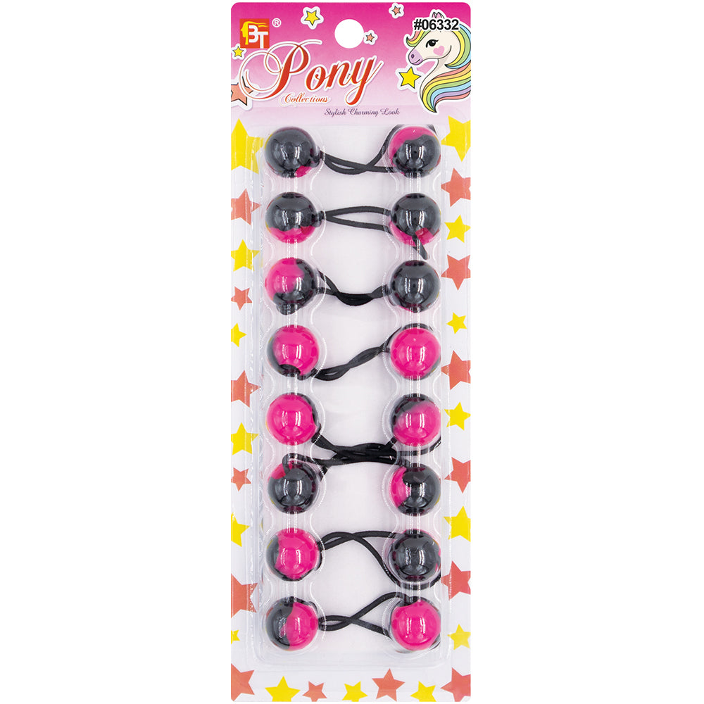 8PCS BLACK TWO TONE PONYTAIL HOLDER 20MM