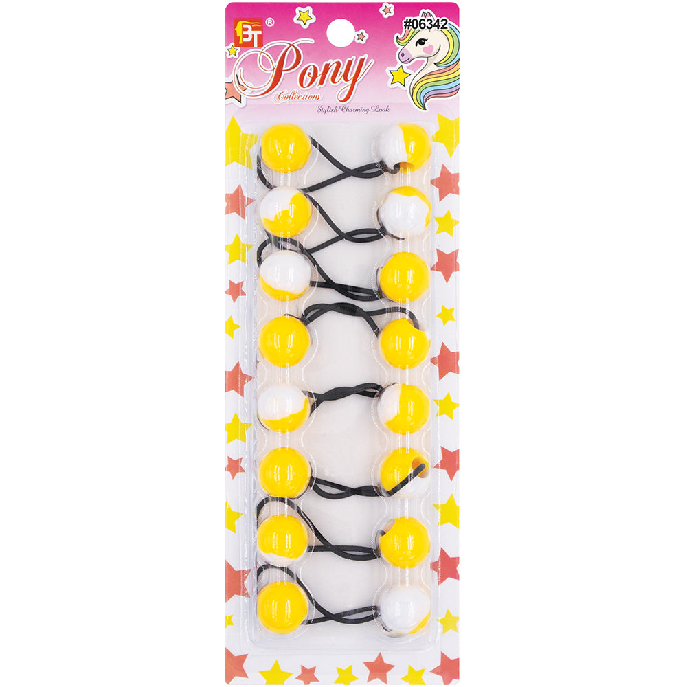 8PCS WHITE TWO TONE PONYTAIL HOLDER 20MM