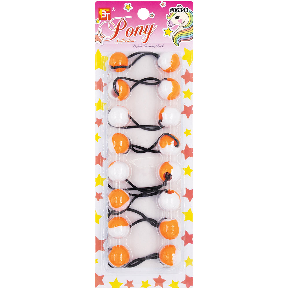 8PCS WHITE TWO TONE PONYTAIL HOLDER 20MM