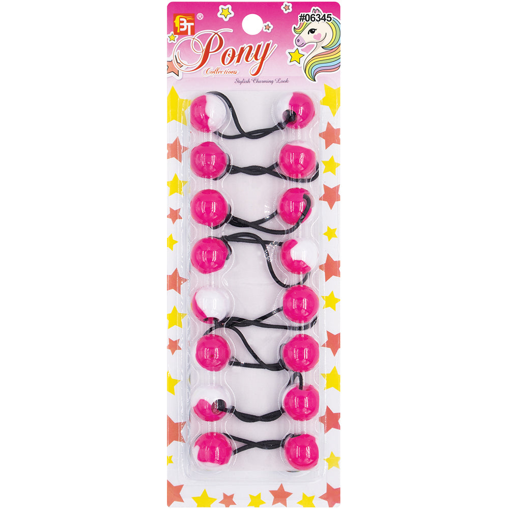 8PCS WHITE TWO TONE PONYTAIL HOLDER 20MM