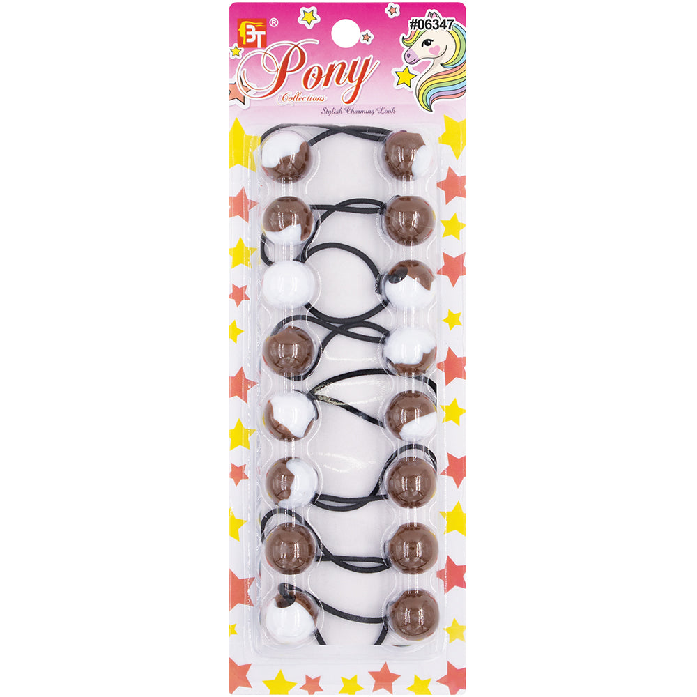 8PCS WHITE TWO TONE PONYTAIL HOLDER 20MM