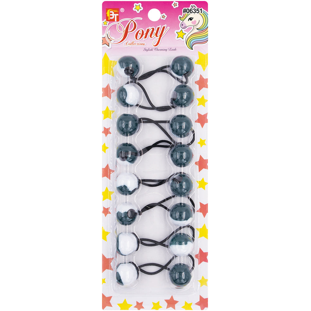 8PCS WHITE TWO TONE PONYTAIL HOLDER 20MM