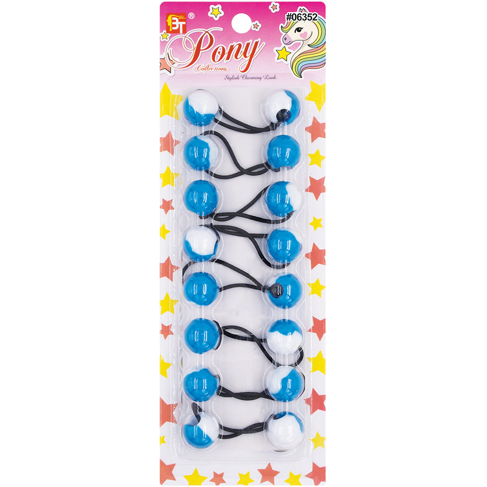 8PCS WHITE TWO TONE PONYTAIL HOLDER 20MM