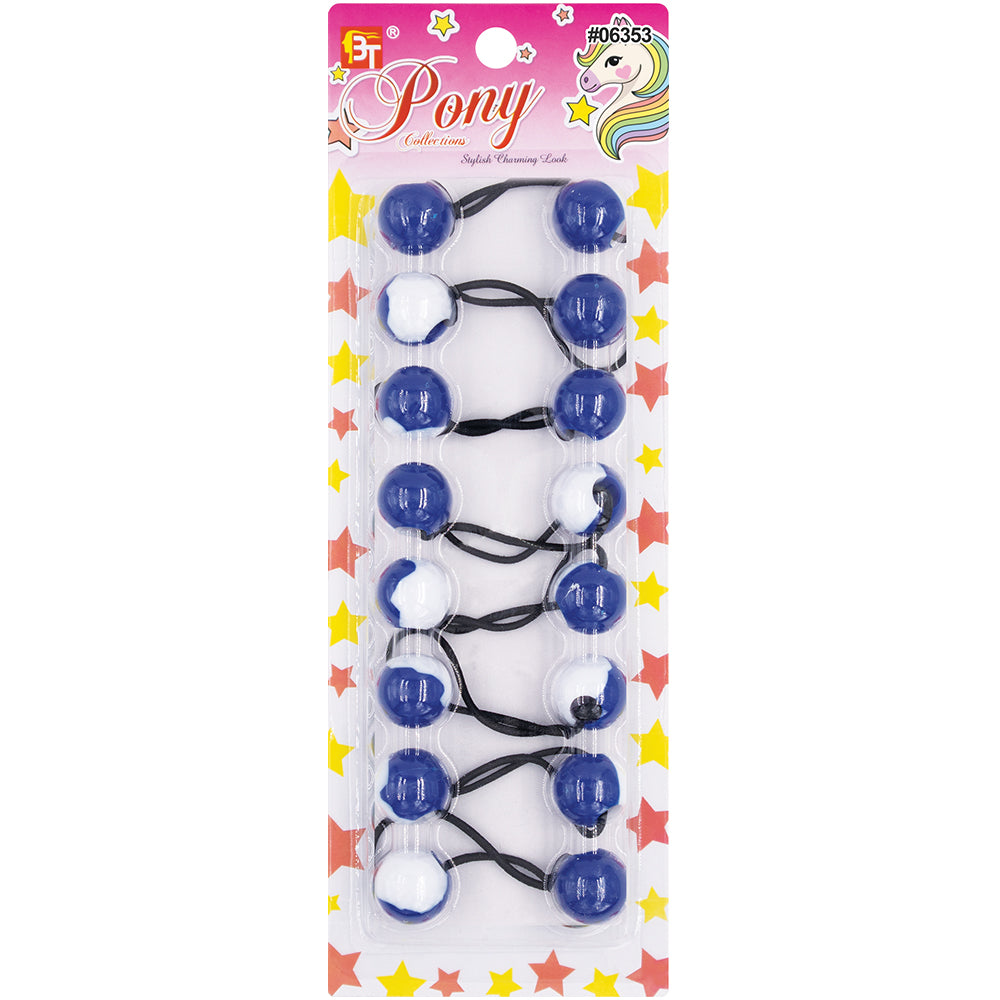 8PCS WHITE TWO TONE PONYTAIL HOLDER 20MM