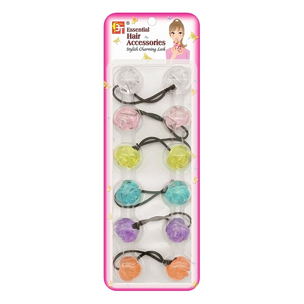 6PCS PONYTAIL HOLDERS ROSE
