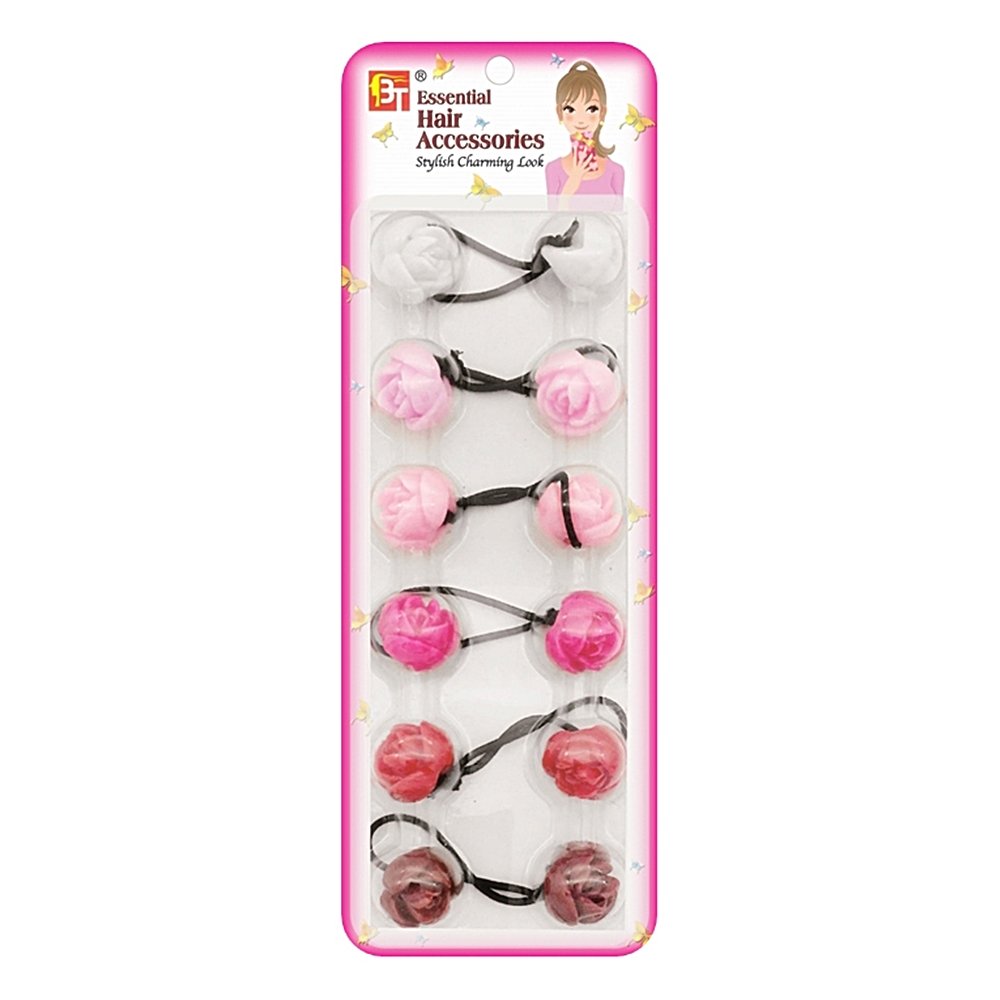 6PCS PONYTAIL HOLDERS ROSE