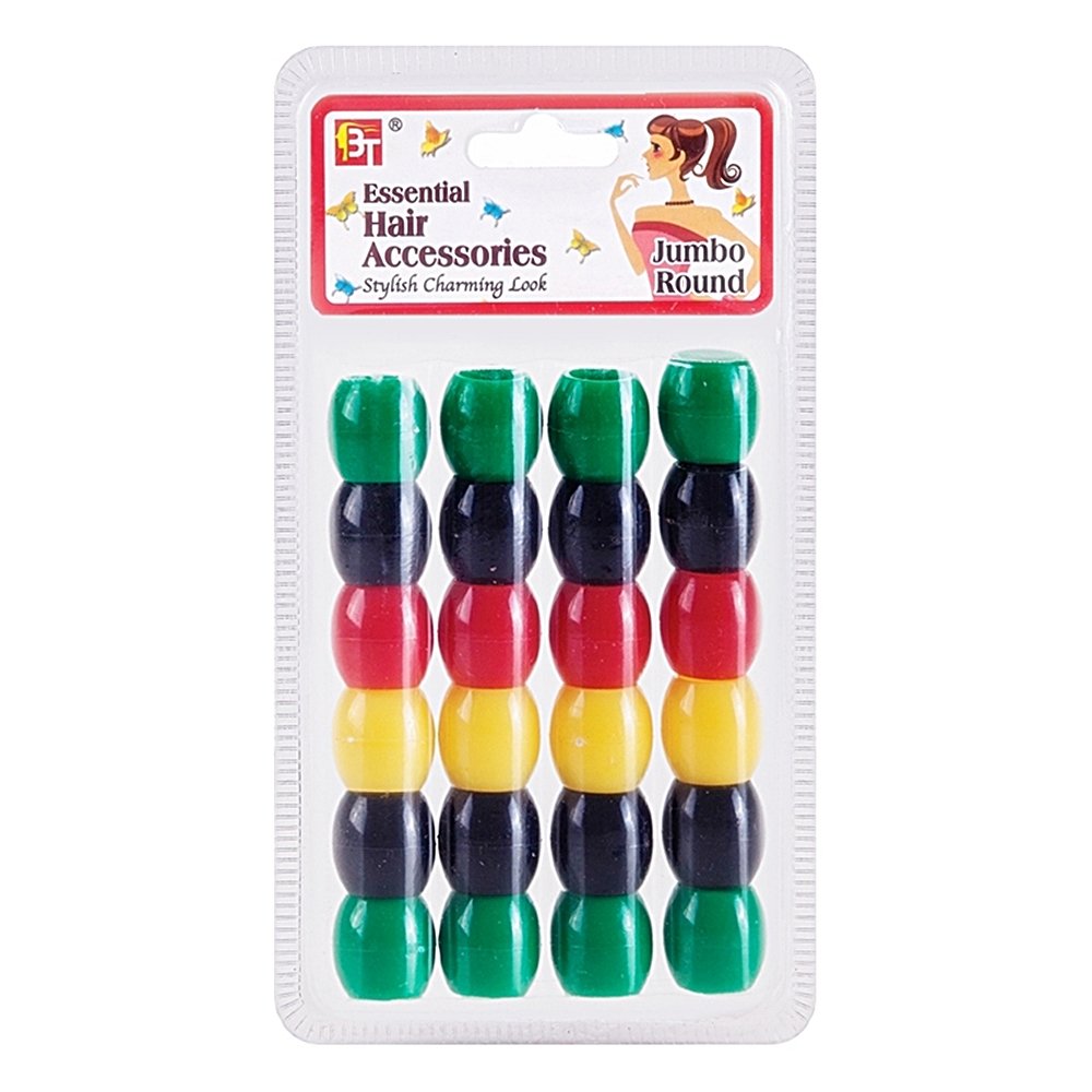 JUMBO 9mm HOLE ROUND BEADS 24PCS
