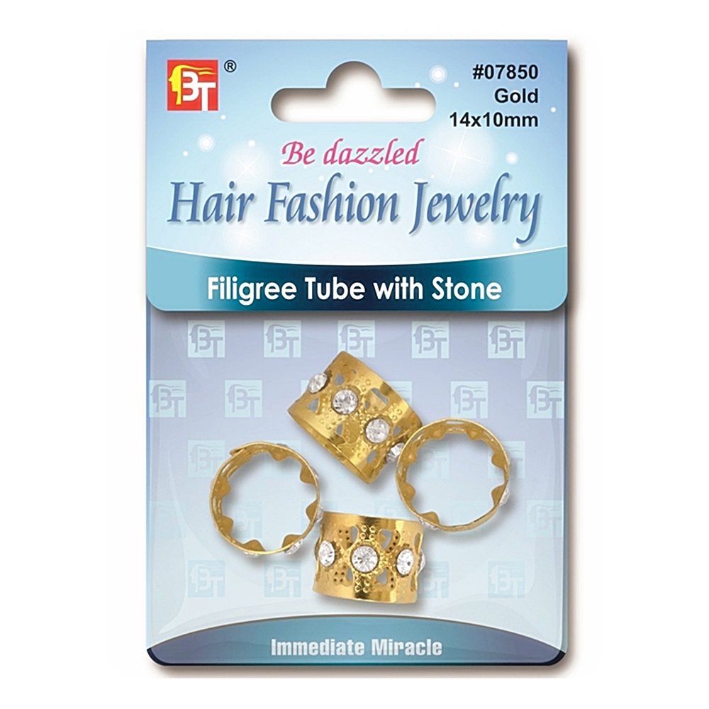 FILIGREE TUBE GOLD WITH STONE