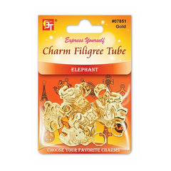 CHARM FILIGREE TUBE 5PCS/PACK (ELEPHANT)