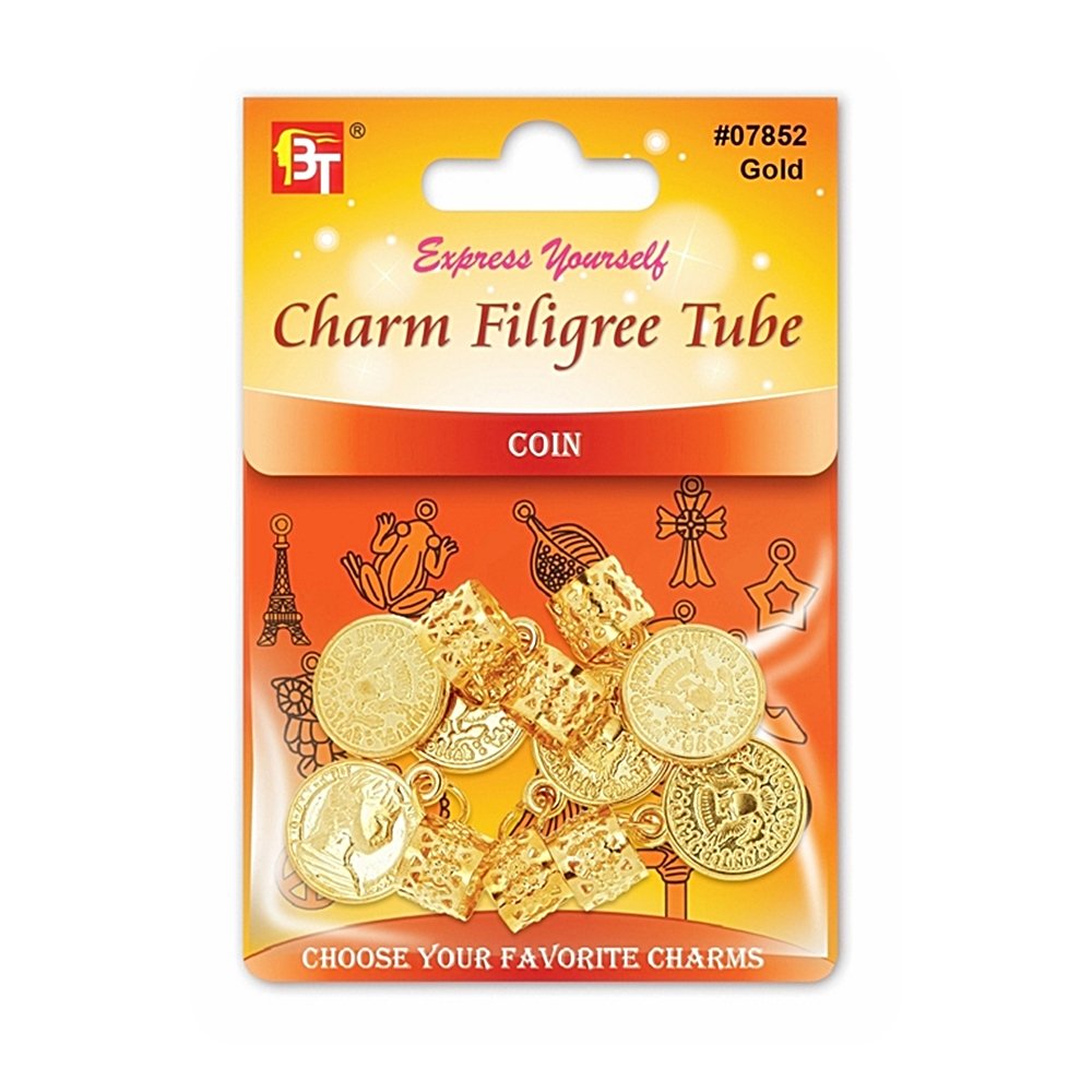 CHARM FILIGREE TUBE 6PCS/PACK (COIN)