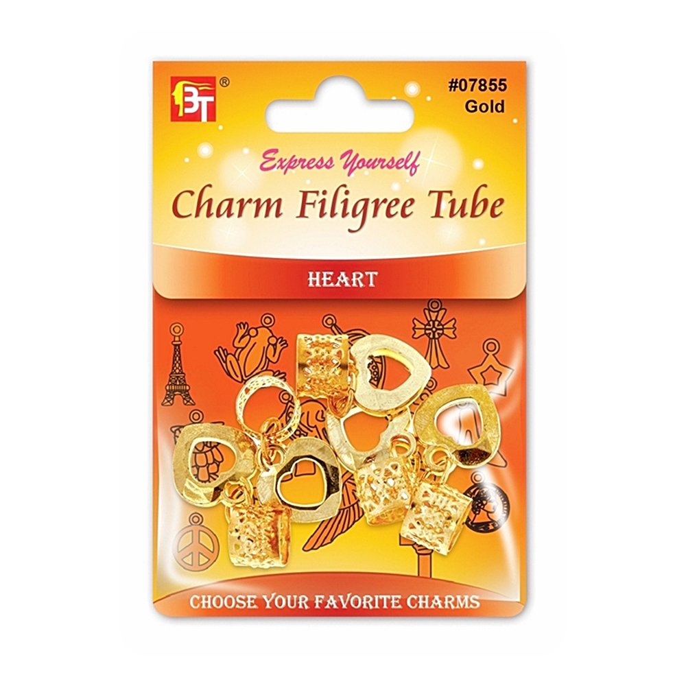 CHARM FILIGREE TUBE 6PCS/PACK (HEART)