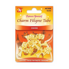 CHARM FILIGREE TUBE 6PCS/PACK (CROSS)