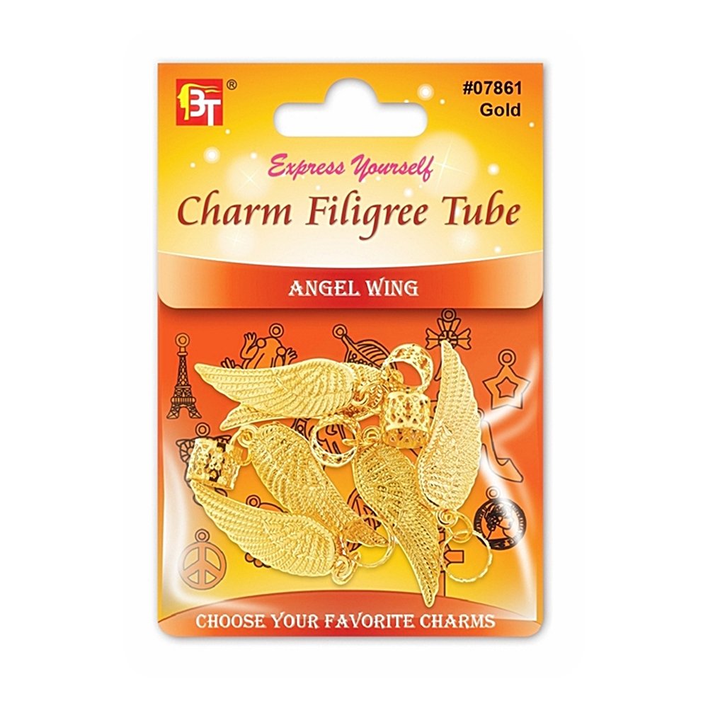 CHARM FILIGREE TUBE 5PCS/PACK (ANGEL WING)