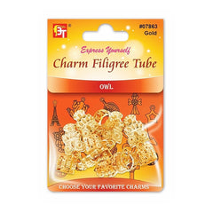 CHARM FILIGREE TUBE 6PCS/PACK (OWL)