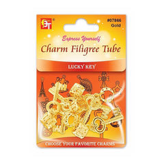 CHARM FILIGREE TUBE 6PCS/PACK (LUCKY KEY)