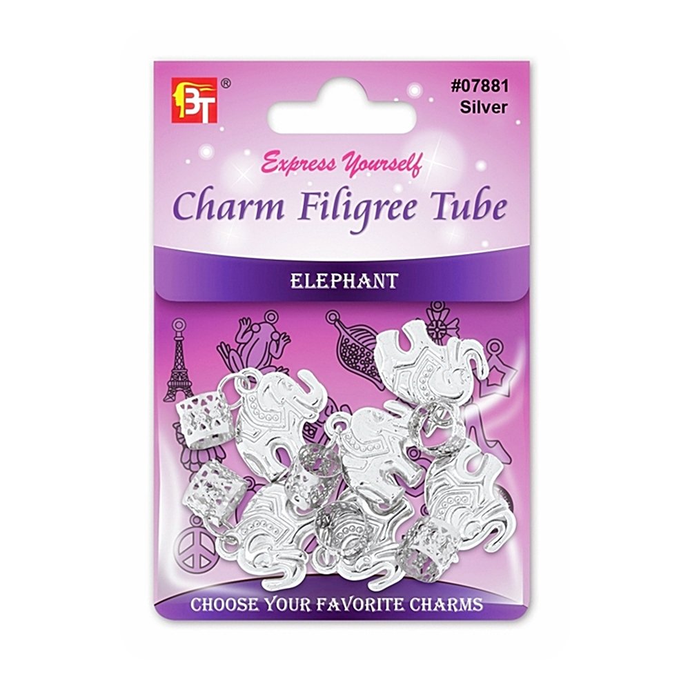 CHARM FILIGREE TUBE 5PCS/PACK (ELEPHANT)