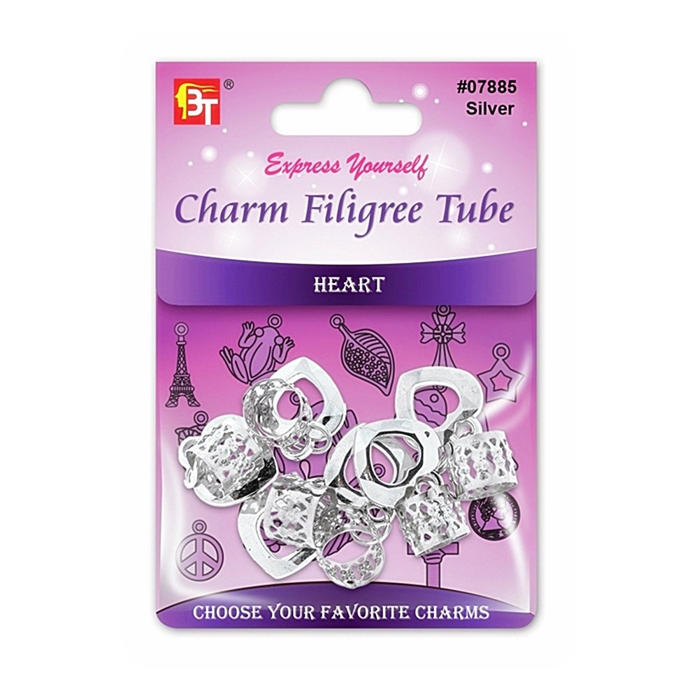 CHARM FILIGREE TUBE 6PCS/PACK (HEART)