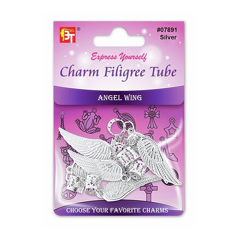 CHARM FILIGREE TUBE 5PCS/PACK (ANGEL WING)