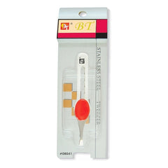 SPLIT RED GRIP STRAIGHT TIP TWEEZER
