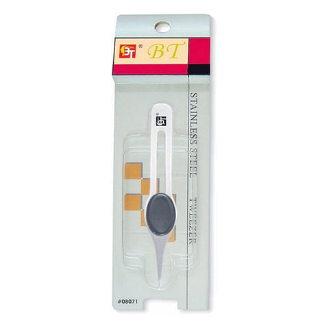 SPLIT BLACK GRIP POINTED TIP TWEEZER
