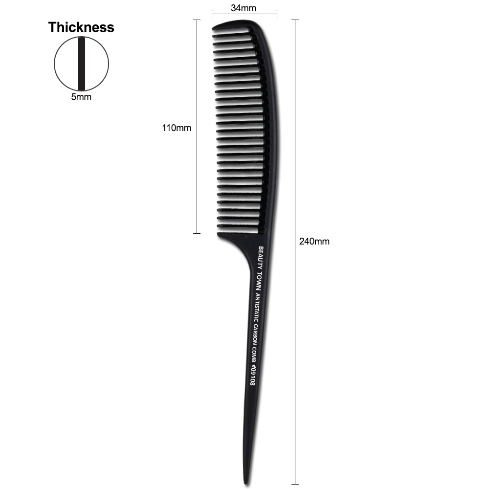CARBON HOOK WIDE TEETH TAIL COMB (240 X 34 X 5 MM)