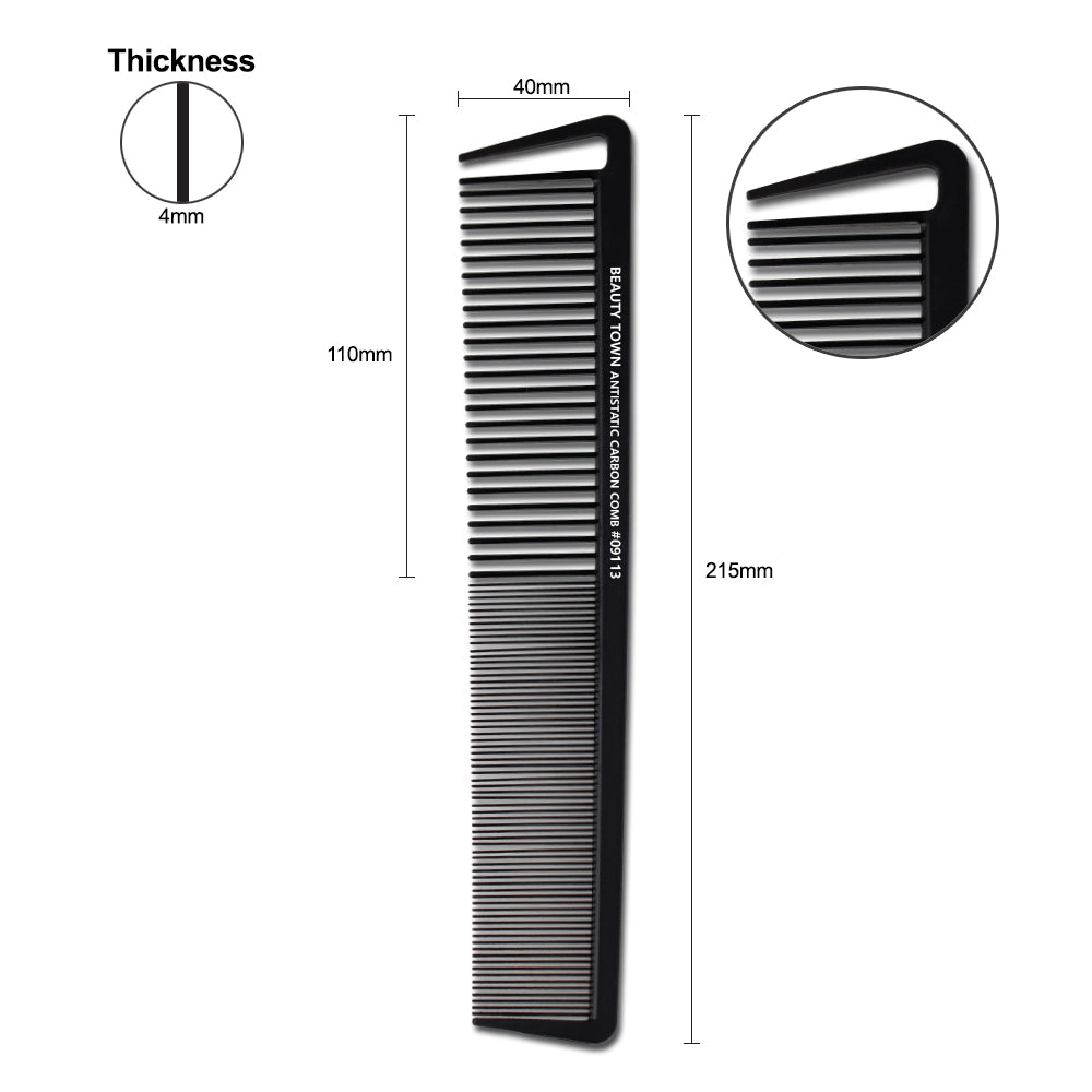 CARBON HOOK WIDE TEETH STYLING COMB (215 X 40 X 4 MM)