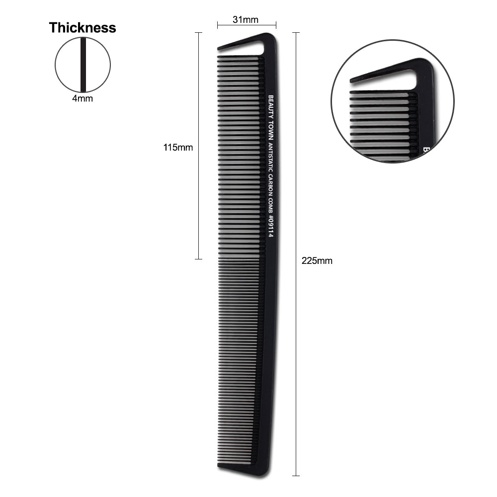CARBON HOOK STYLING COMB (225 X 31 X 4 MM)
